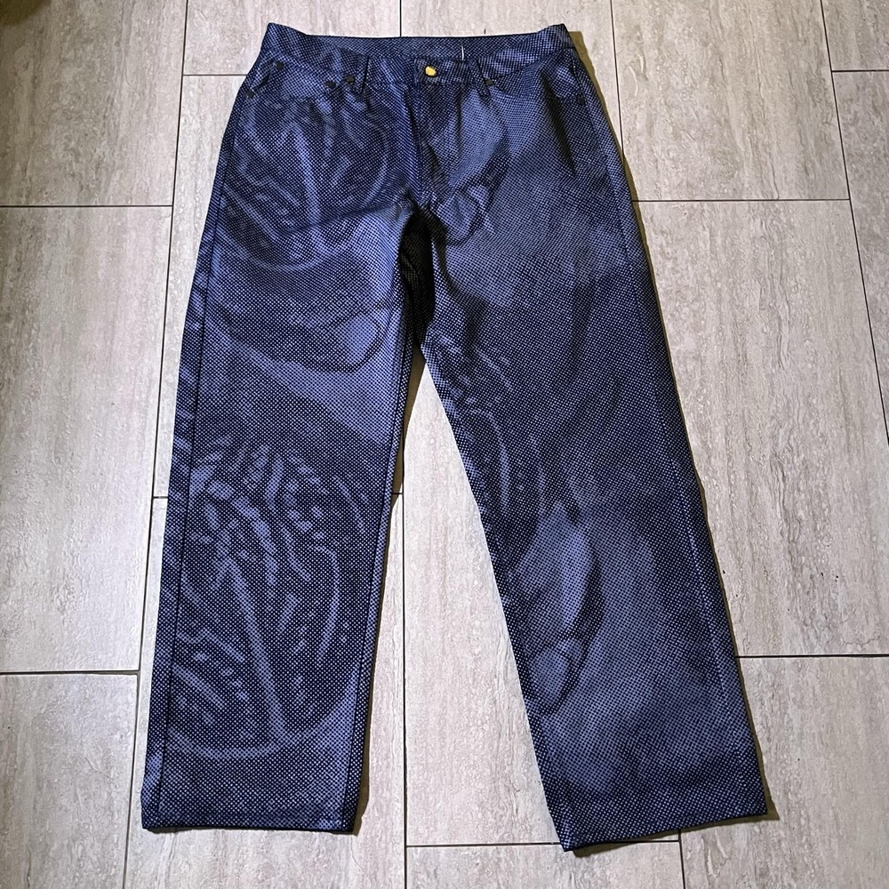 Daily Paper Braids Jeans Mens Medium Blue Polka Dot Straight Denim Pants